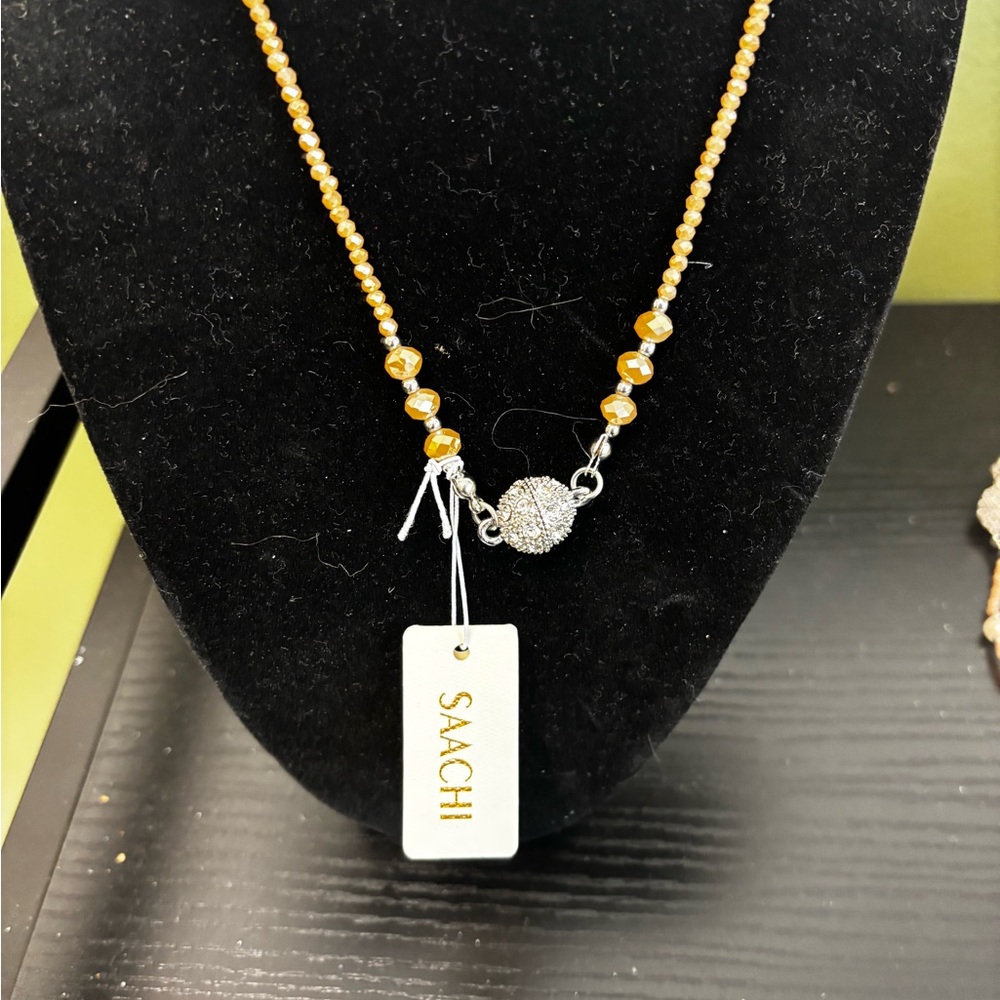 Convertible Multi-Layer Pearl & Crystal Necklace by Saachi - Picture 4 of 5